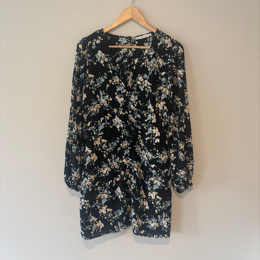 ABERCROMBIE & FITCH Women’s Long‎ Sleeve Floral Mini Dress Size Large Like New
